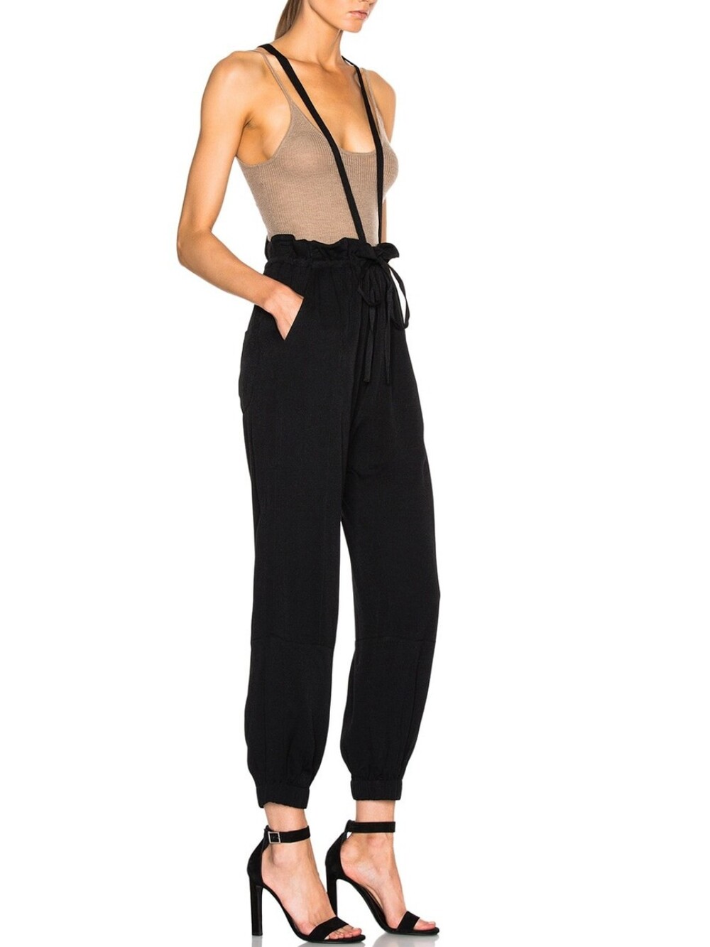 Ulla Johnson Freya High Rise Suspender Pants in Noir Overalls